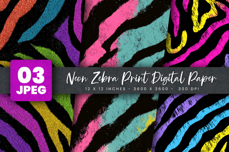 Neon Zebra Print Digital Paper