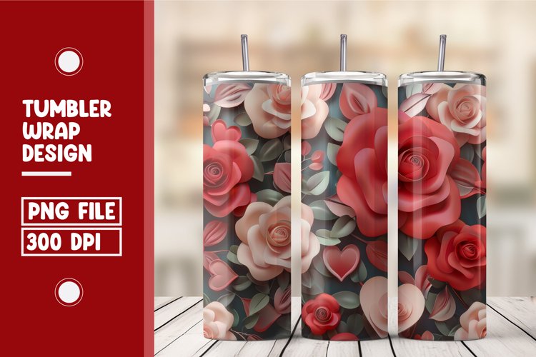 Heart Flower Tumbler Wrap Design example image 1