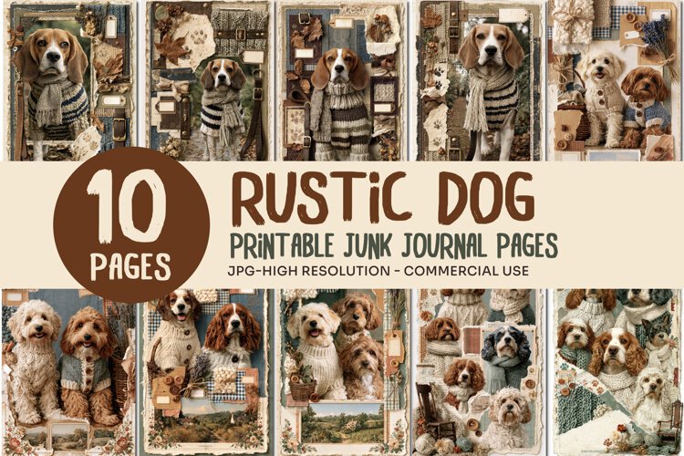 Rustic Dog Junk Journal Pages example image 1