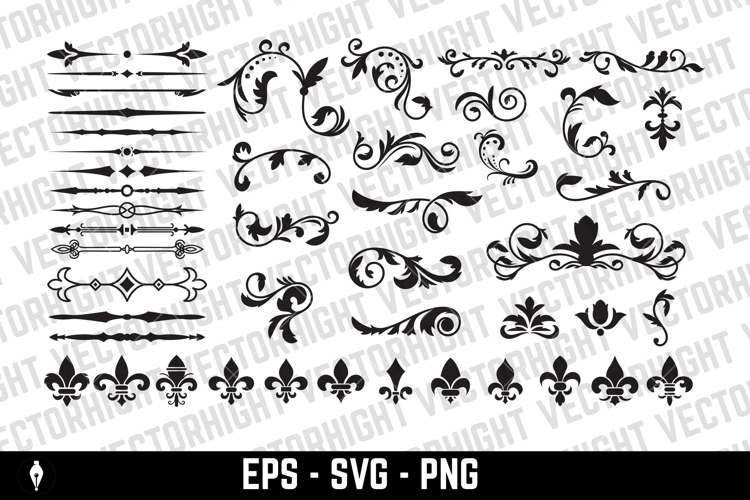 Flourishing decorative elements for retro design.