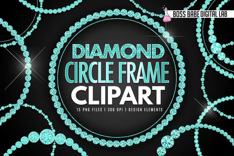 Glam Diamond Circle Frame Clipart example image 1