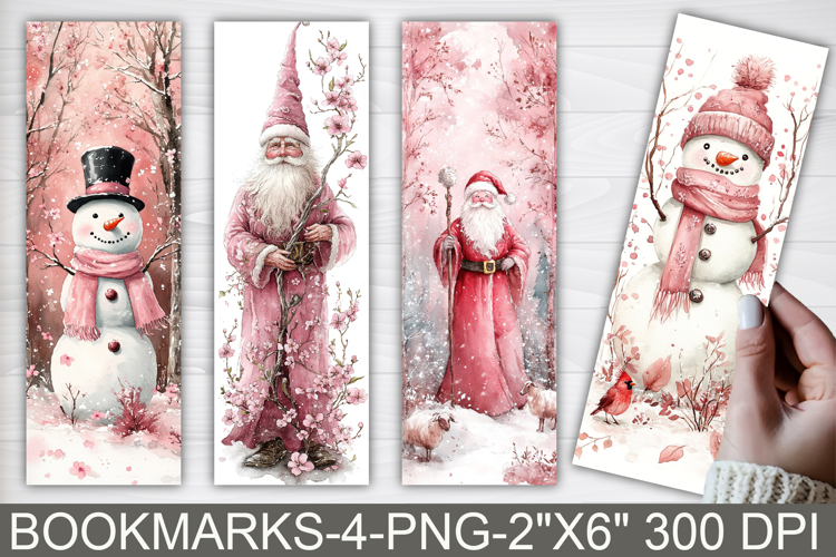 Pink Christmas Bookmarks PNG