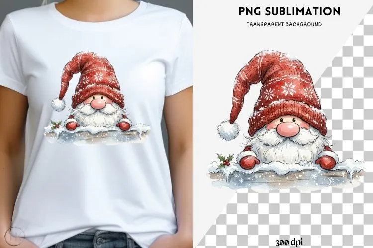 Christmas peeking character png design for T-shirts