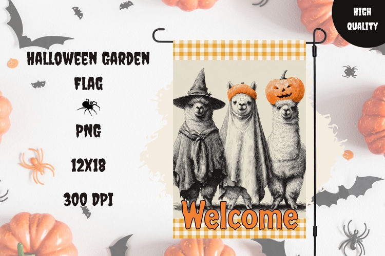 Cartoon Halloween Animals Garden Flag, Welcome Garden Flag