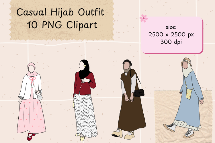 Casual Hijab Outfit Clipart