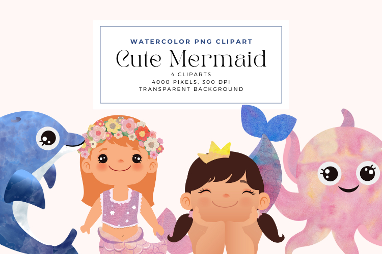Watercolor Mermaid Clipart