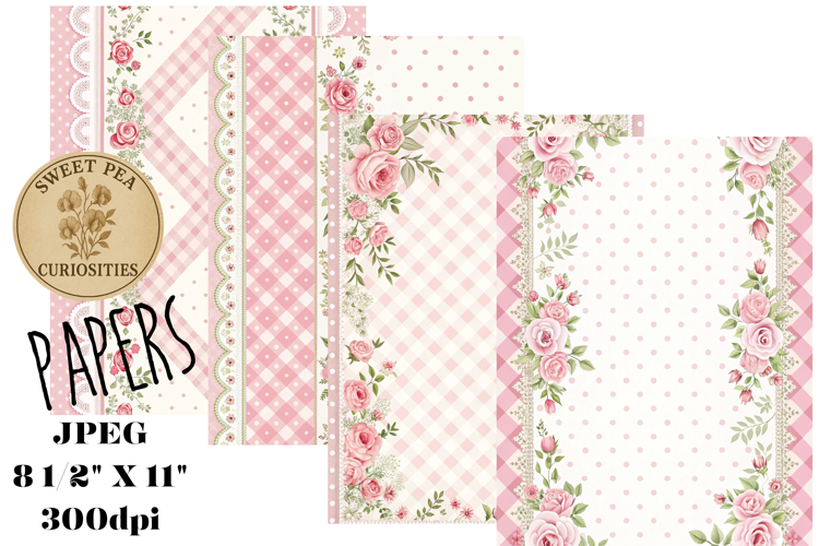 Shabby Chic, Flowers, Papers, Junk Journal