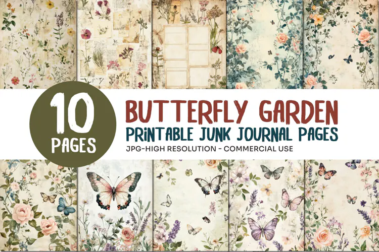 Butterfly Garden Junk Journal Pages
