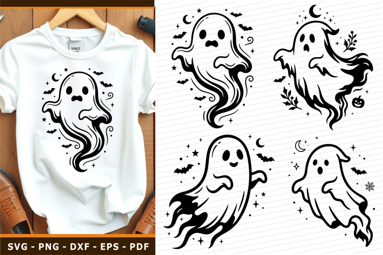 Halloween SVG, Funny Spooky Ghost SVG, Ghost Faces Clipart