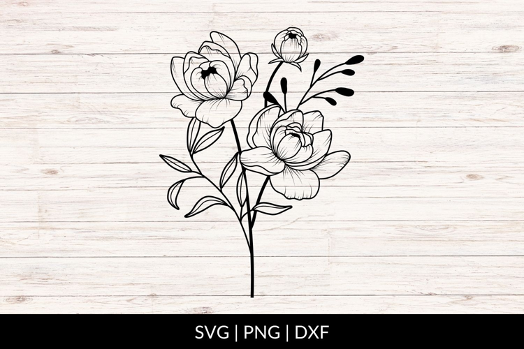 Hand Drawn Peonies Bouquet SVG