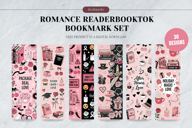 Romance Reader & Romantasy Bookmark Set,Pink BookTok Gift example image 1