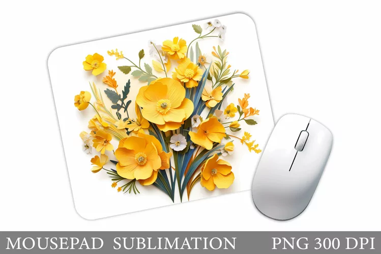 3D Wildflowers Mouse Pad. Flowers Mouse Pad Sublimation