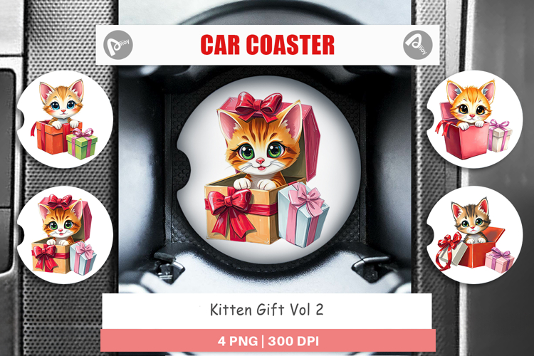 Car Coaster Kitten Gift