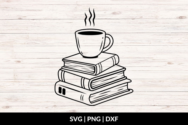 Hand Drawn Coffee And Books SVG
