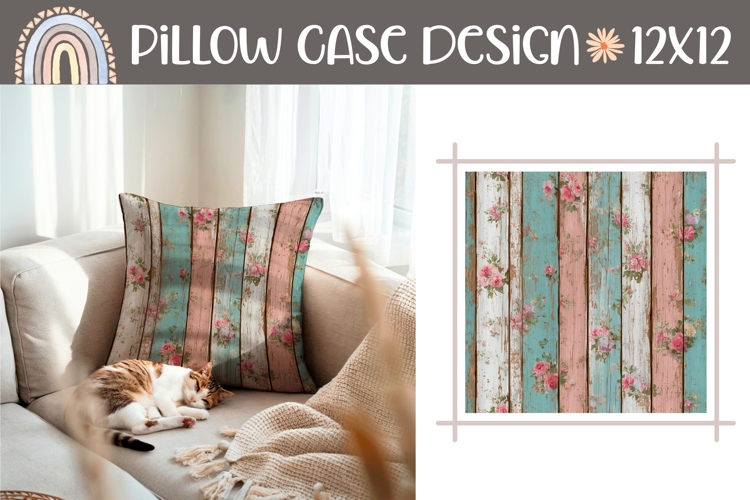 Rustic Pillow PNG, Floral Pillow Case Sublimation