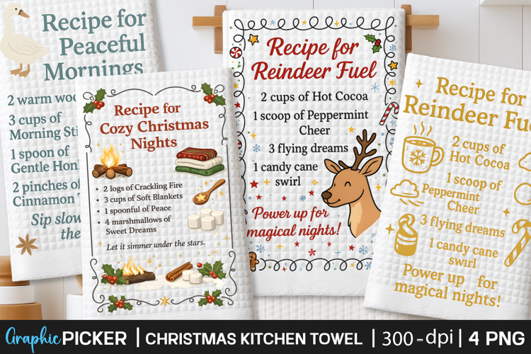 Christmas Kitchen Towel PNG, Christmas cocktail Recipe PNG