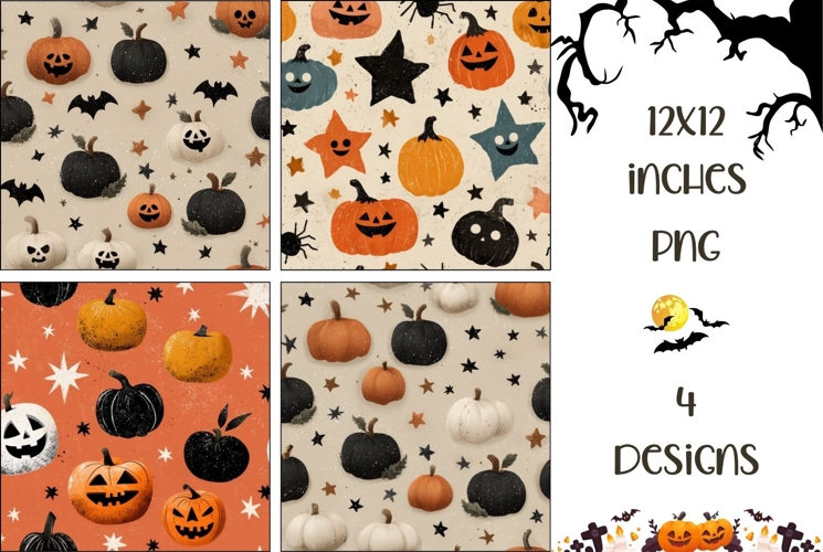 Cartoon Halloween Bats Backgrounds, Halloween Pumpkins Print