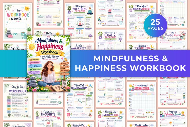 Mindfulness & Happiness Workbook Kdp interiors example image 1