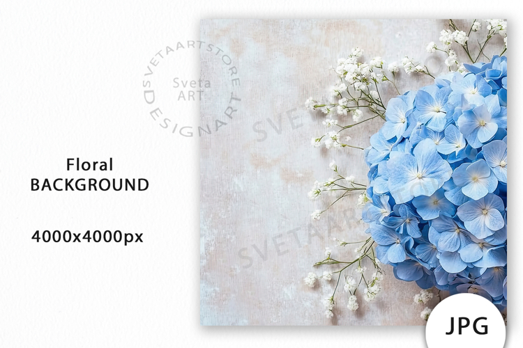 Blue Hydrangea Flowers Mockup JPG example image 1