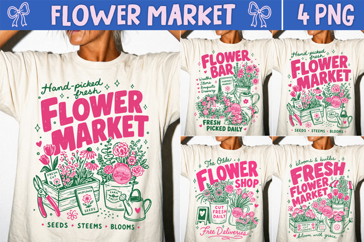 Flower Market PNG, Coquette Preppy Floral Shop Garden Girl
