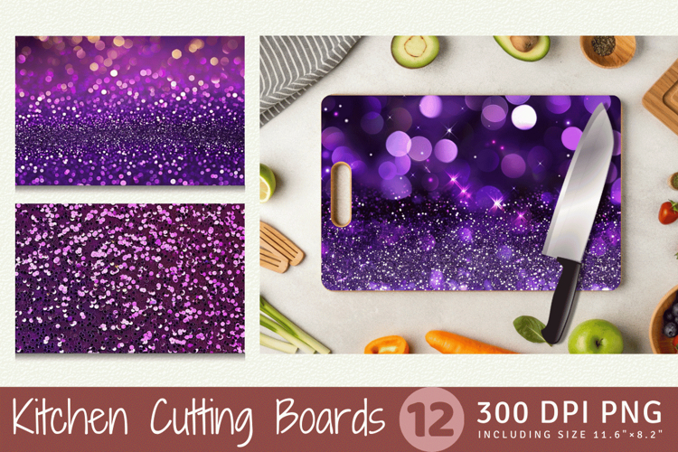 Purple Glitter Cutting Boards sublimation Design