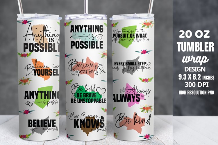 Motivational Quotes Tumbler Wrap Sublimation