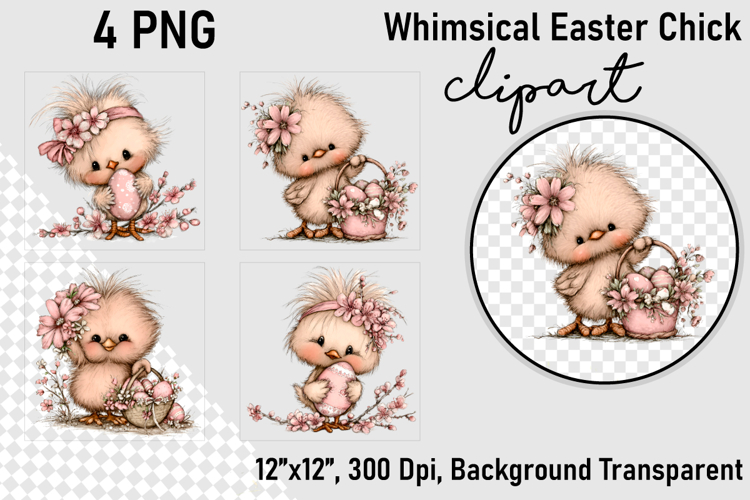 Whimsical Easter Chick Clipart