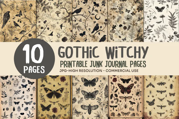 Gothic Butterfly Junk Journal Pages