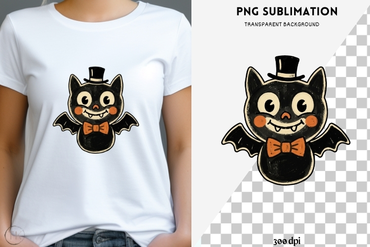 Vintage folk-art halloween png design for T-shirts
