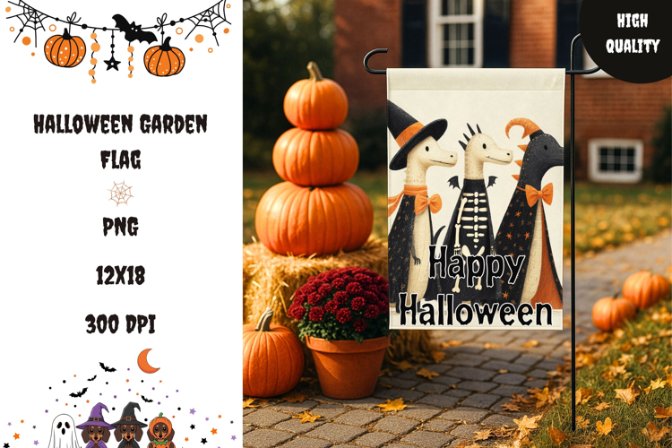 Halloween Monsters Garden Flag, Happy Halloween Garden Flag
