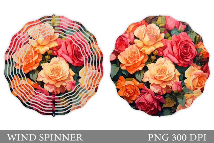 3D Rose Wind Spinner Sublimation. Flowers Wind Spinner