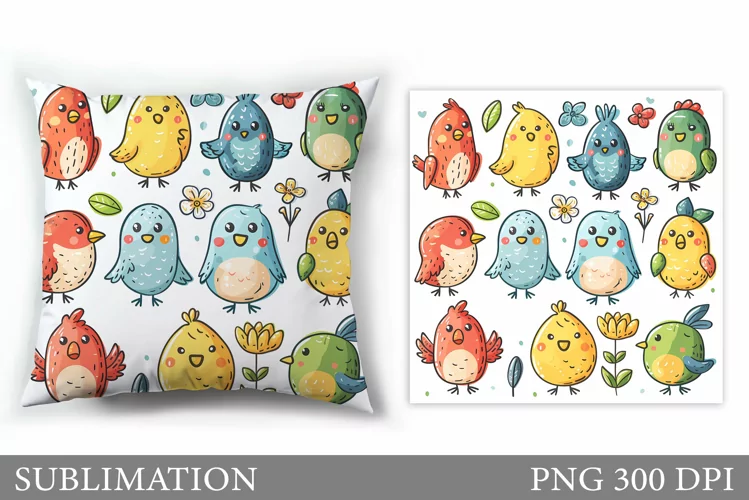 Funny Birds Sublimation. Cute Birds Pillow Sublimation