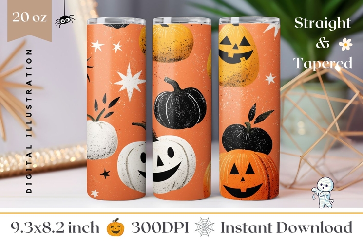 Cartoon Halloween Pumpkin Tumbler, Halloween Tumbler Design