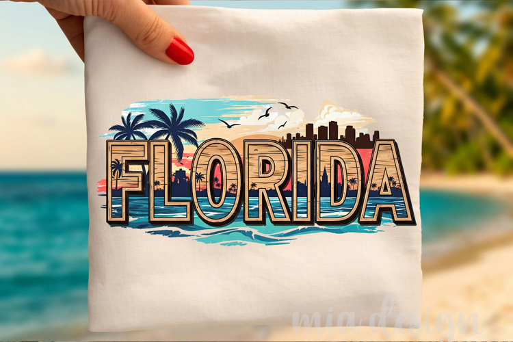 Florida State PNG, Vintage Sunshine State Beach Sublimation example image 1