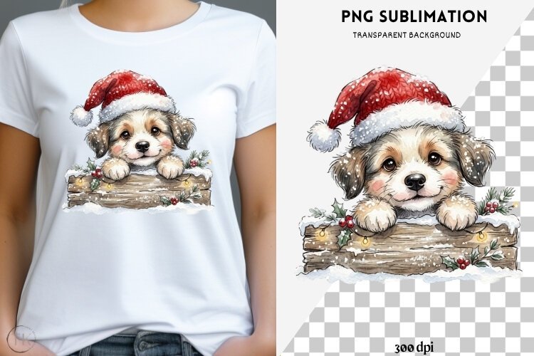 Christmas peeking character png design for T-shirts example image 1