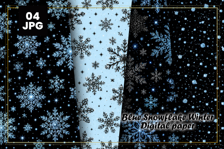 Blue Snowflake Winter Digital Paper