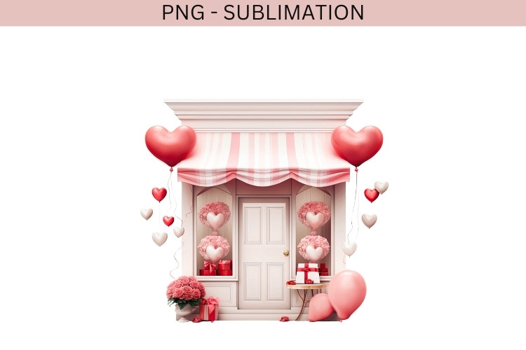 Watercolor Valentine shop png design for T-shirts