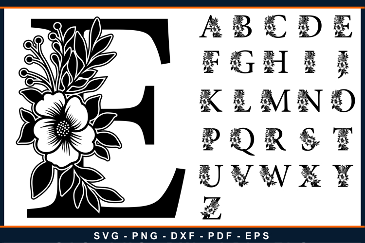 Floral Flower Monogram Letter SVG Laser Cut File