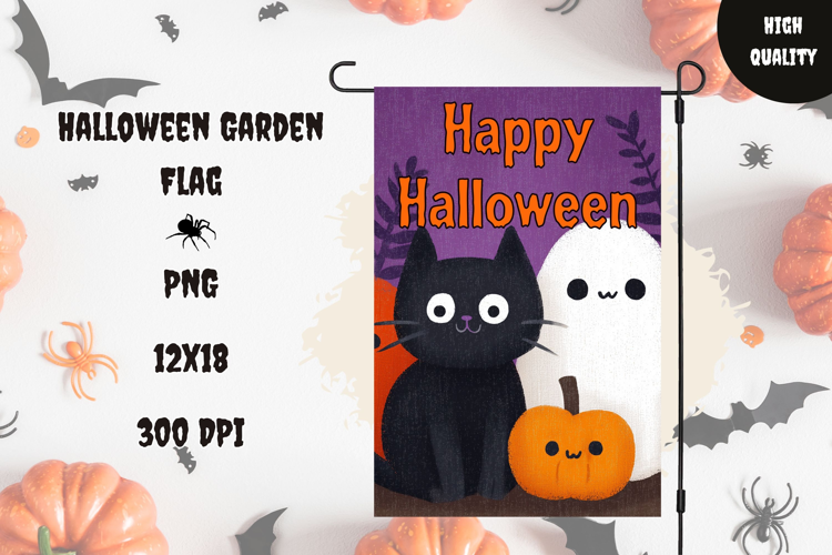 Black Cat Garden Flag, Spooky Halloween Garden Flag