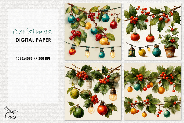 Christmas digital paper, background clipart