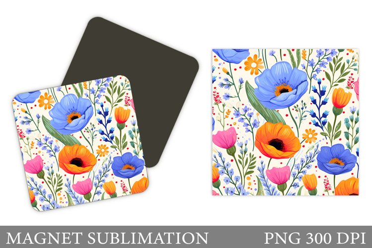 Flowers Magnet Design. Wildflowers Square Magnet