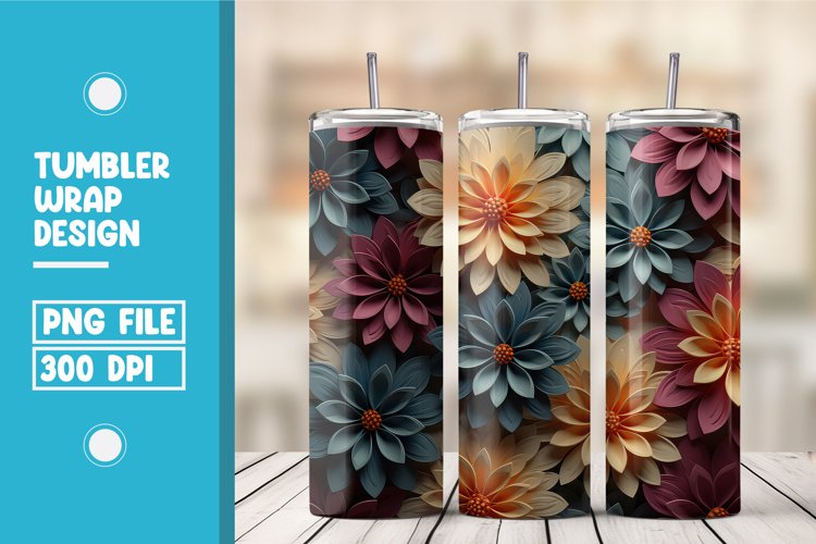 3d flower tumbler wrap sublimation