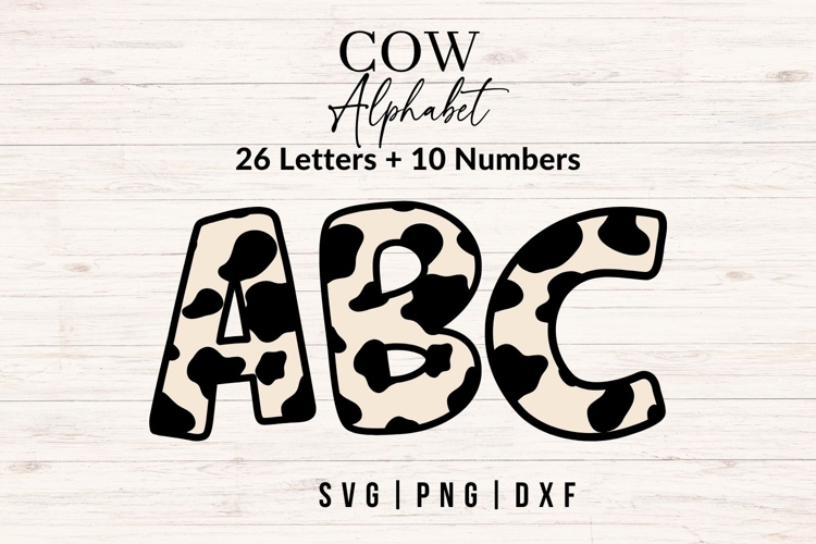 Cow Print Alphabet SVG, Farmhouse Animal Letters