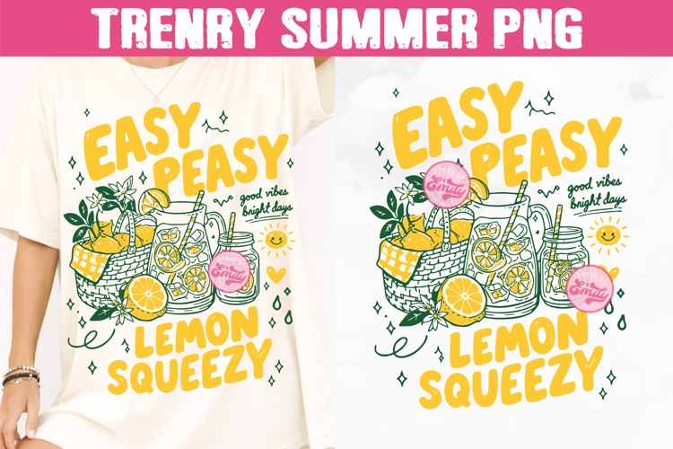 Easy Peasy Lemon Squeezy PNG, Preppy Coastal Summer