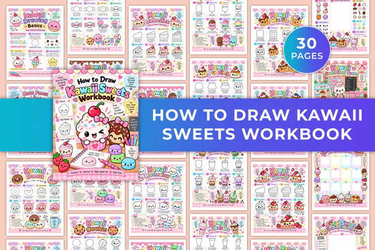 How to Draw Kawaii Sweets Workbook Kdp interiors