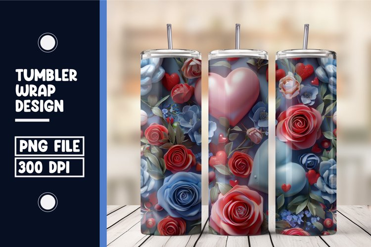 Heart Flower Tumbler Wrap Design example image 1