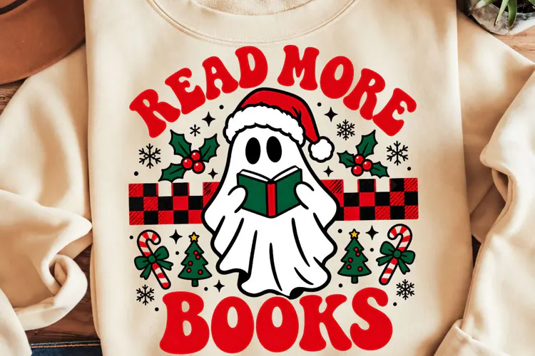 Read More Books PNG, Funny Christmas PNG, Christmas PNG