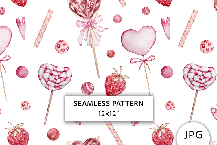 Sweets Heart Seamless Pattern, Valentines Digital Paper