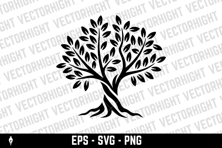Olive tree silhouette icon. Design element for logo, label,