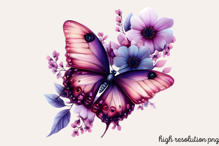 Butterfly Flowers Clipart PNG